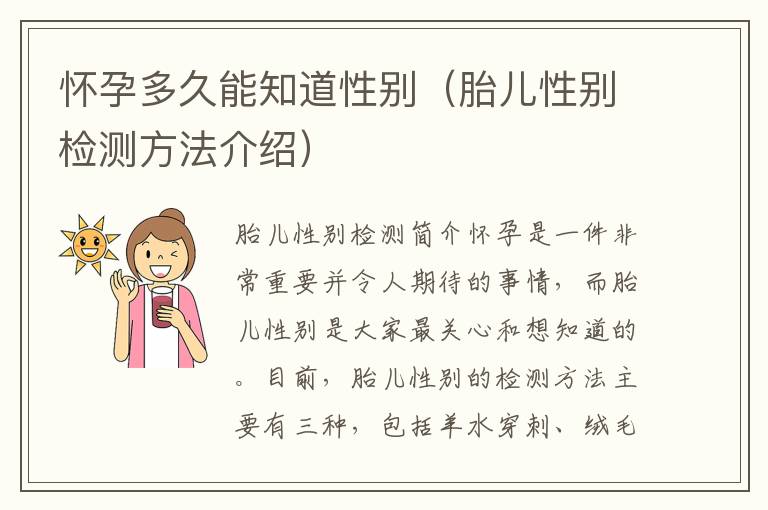 懷孕多久能知道性別（胎兒性別檢測方法介紹）