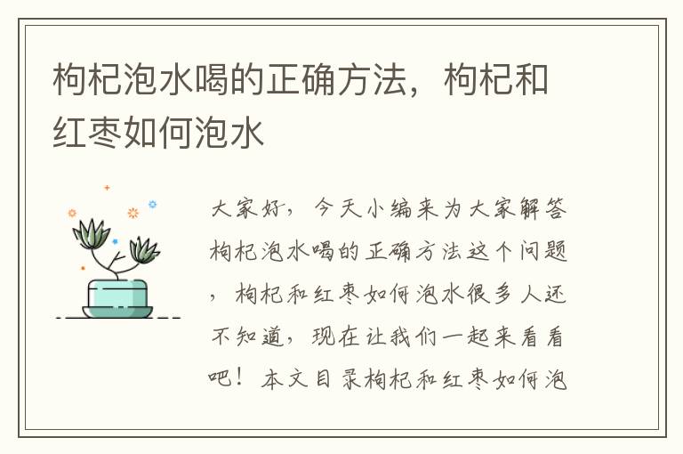 枸杞泡水喝的正確方法，枸杞和紅棗如何泡水