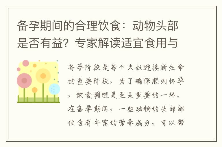 備孕期間的合理飲食：動物頭部是否有益？專家解讀適宜食用與禁忌