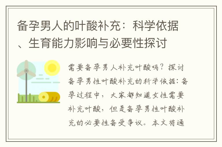 備孕男人的葉酸補充：科學依據、生育能力影響與必要性探討