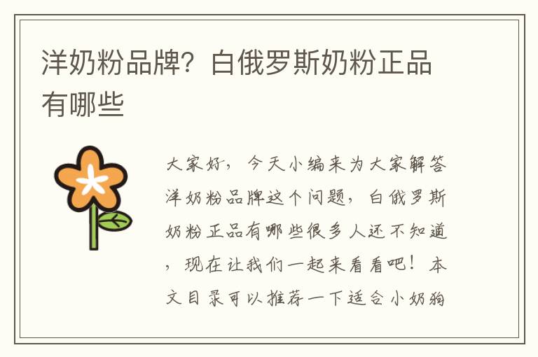 洋奶粉品牌？白俄羅斯奶粉正品有哪些