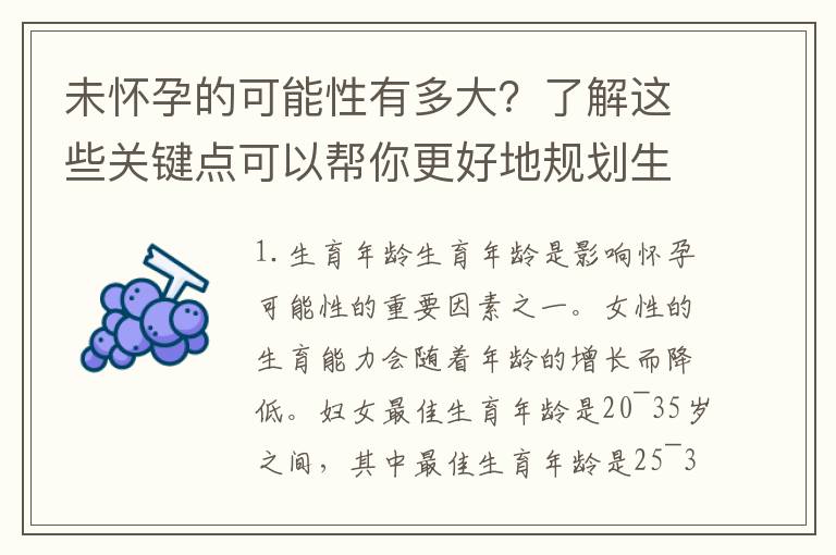 未懷孕的可能性有多大？了解這些關鍵點可以幫你更好地規劃生育計劃