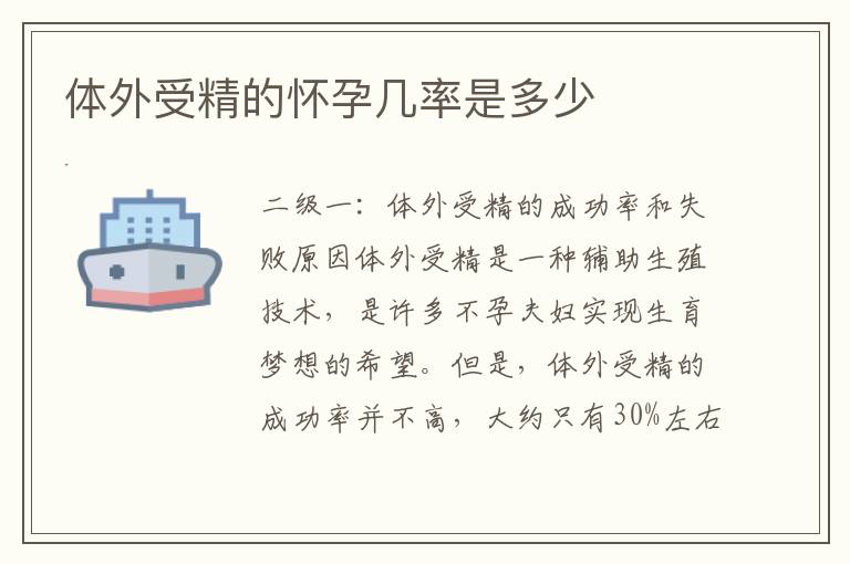 體外受精的懷孕幾率是多少