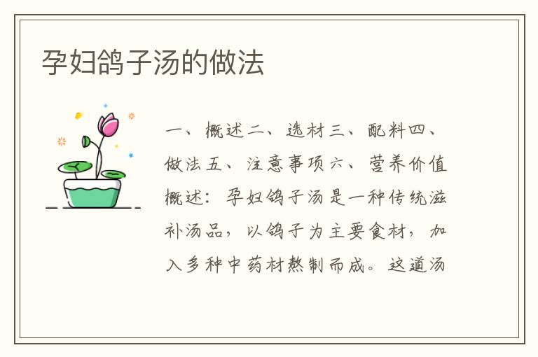 孕婦鴿子湯的做法