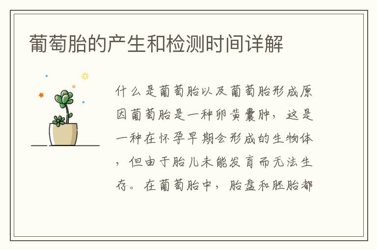葡萄胎的產生和檢測時間詳解