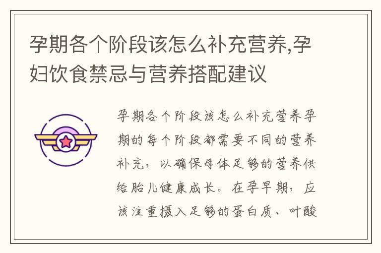 孕期各個階段該怎么補充營養,孕婦飲食禁忌與營養搭配建議