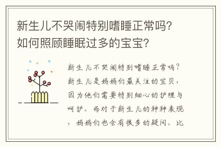 新生兒不哭鬧特別嗜睡正常嗎？如何照顧睡眠過多的寶寶？