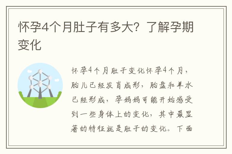 懷孕4個月肚子有多大？了解孕期變化