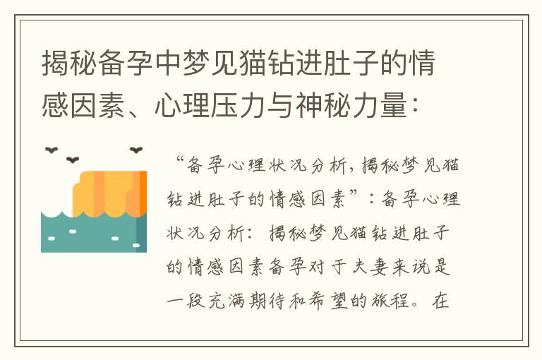 揭秘備孕中夢見貓鉆進肚子的情感因素、心理壓力與神秘力量：備孕心理狀況分析、孕前準備秘籍、靈性解讀與象征