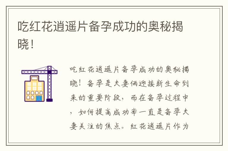 吃紅花逍遙片備孕成功的奧秘揭曉！