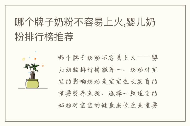 哪個牌子奶粉不容易上火,嬰兒奶粉排行榜推薦