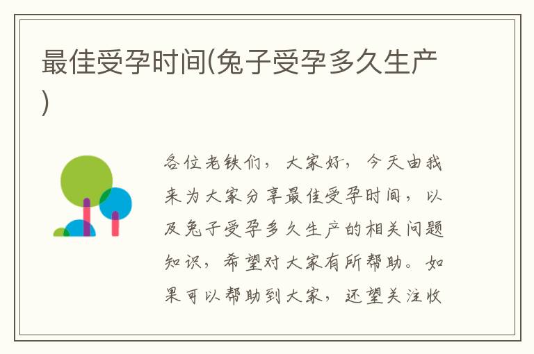 最佳受孕時間(兔子受孕多久生產)