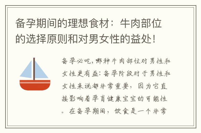 備孕期間的理想食材：牛肉部位的選擇原則和對男女性的益處！