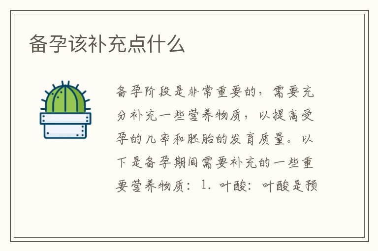 備孕該補充點什么