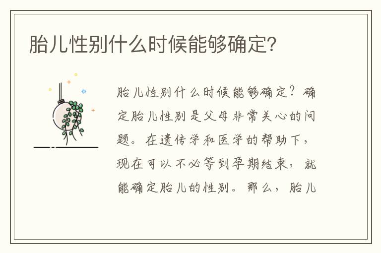 胎兒性別什么時候能夠確定？