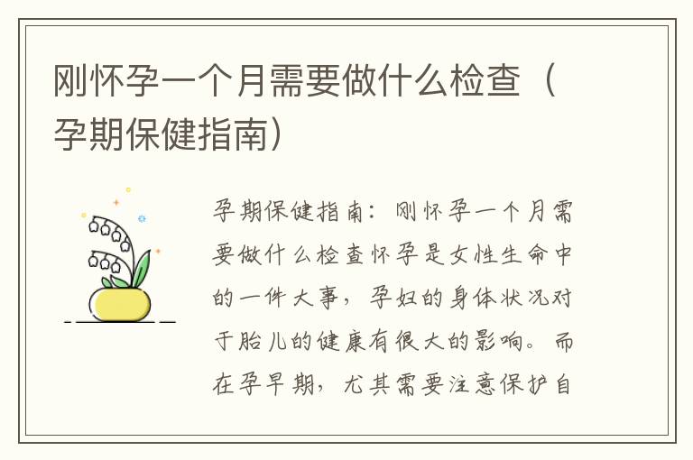 剛懷孕一個月需要做什么檢查（孕期保健指南）