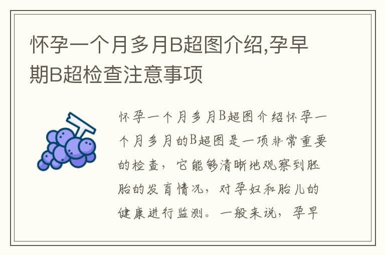 懷孕一個月多月B超圖介紹,孕早期B超檢查注意事項