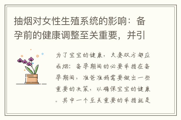 抽煙對女性生殖系統的影響：備孕前的健康調整至關重要，并引發生育健康問題的五個理由
