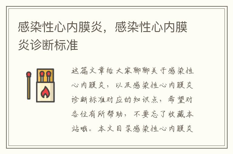 感染性心內膜炎，感染性心內膜炎診斷標準