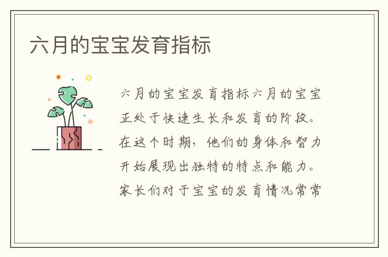 六月的寶寶發育指標