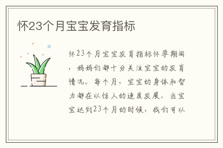 懷23個月寶寶發育指標