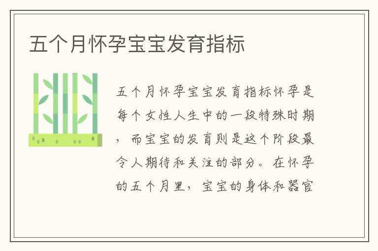 五個月懷孕寶寶發育指標