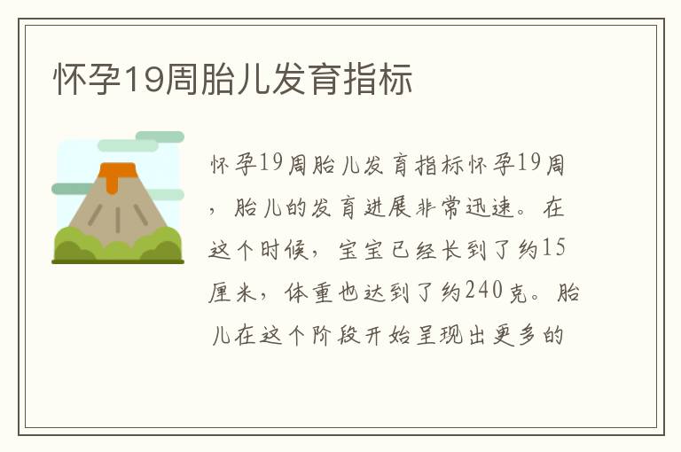 懷孕19周胎兒發育指標